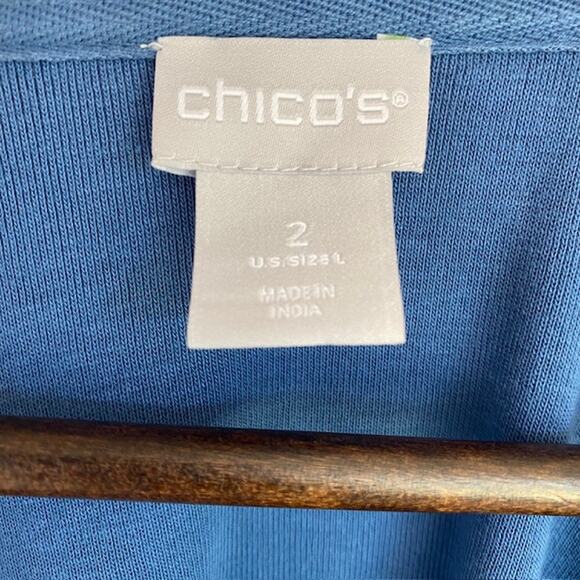 Chico's Blue Pima Cotton T-Shirt - Size 2 / Large - Picture 4 of 4